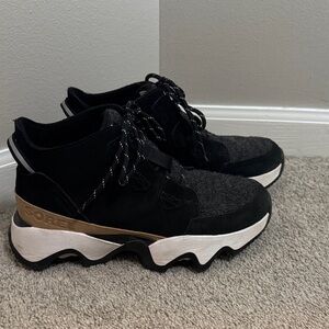 Sorel Black and Gray Sneakers with Gold Detail